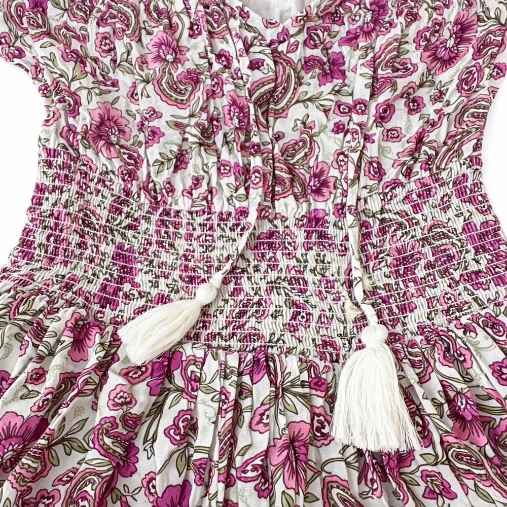 NWT PATRONS OF PEACE Boho Floral Smocked Mini Dress Size Small - Picture 3 of 4